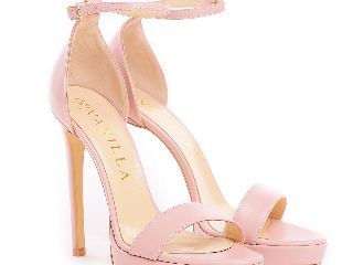 Sandale Viena Piele Neteda Pink Toc Inalt