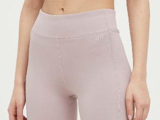 4F pantaloni scurti femei, culoarea roz, neted, high waist