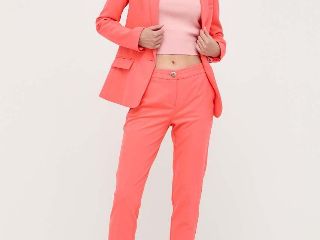 Morgan pantaloni femei, culoarea portocaliu, drept, medium waist