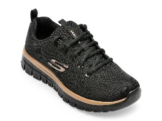 Pantofi SKECHERS negri, GRACEFUL-GET CONNECT, din material textil