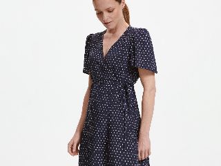 Reserved - Rochie mini petrecuta in partea din fata - Bleumarin