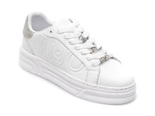 Pantofi sport LIU JO albi, CLEO09, din piele naturala si piele ecologica