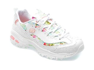 Pantofi SKECHERS albi, D LITES, din piele ecologica
