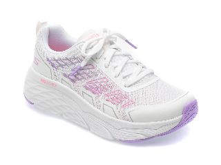 Pantofi sport SKECHERS albi, MAX CUSHIONING ELITE, din material textil