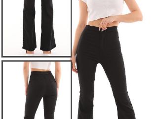 Pantaloni dama negri elastici evazati - cod AB258