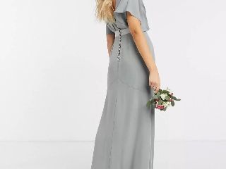 Rochie dama lunga menta cu maneca reglabila si nasturi