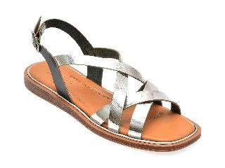 Sandale casual IMAGE argintii, 15501, din piele naturala