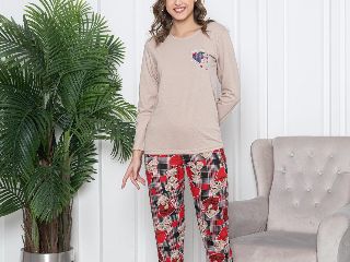 Pijama Baki Suprem cu maneca lunga, pentru dama, crem