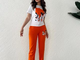 Compleu dama cu maneca scurta Mickey si Minnie