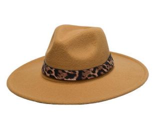 Palarie Cora Cognac Fedora Cu Detaliu Animal-Print