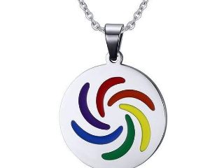 Lantisor cu pandantiv LGBT medalion, argintiu