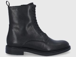 Vagabond Cizme de piele femei, culoarea negru, cu toc plat